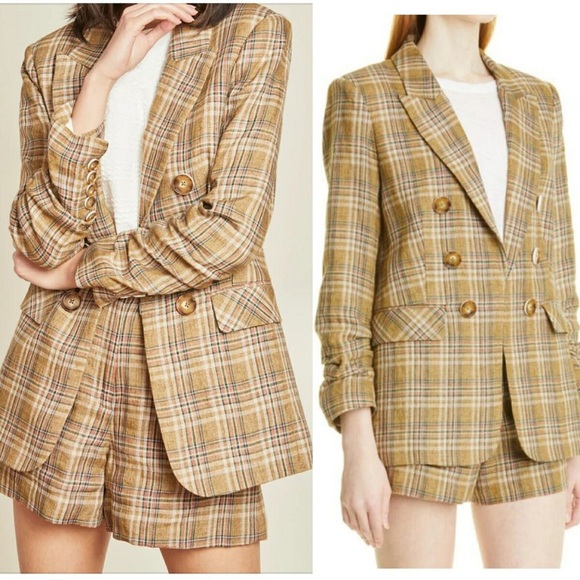 Veronica Beard Linen Beacon Plaid Dickey Blazer Jacket 4 - Picture 3 of 6